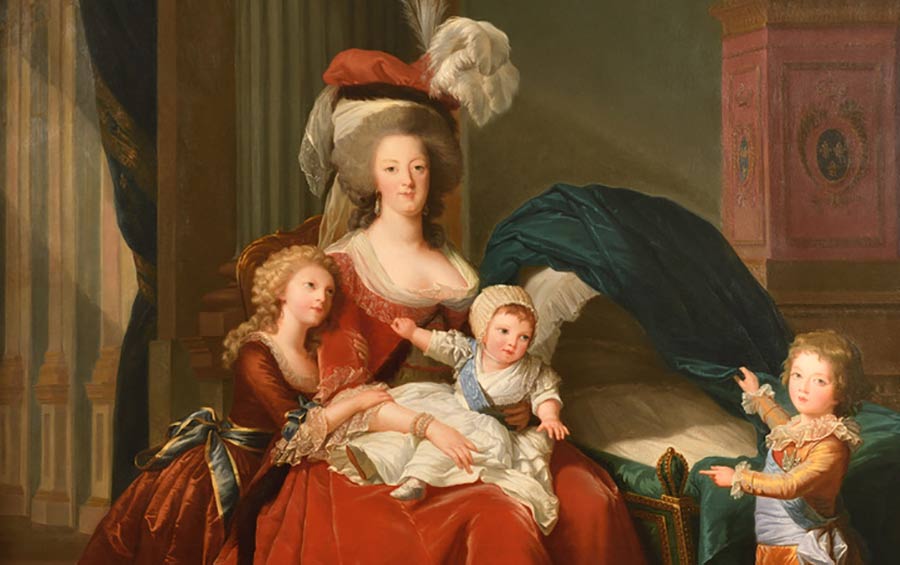 María Antonieta con los hijos en Versalles.