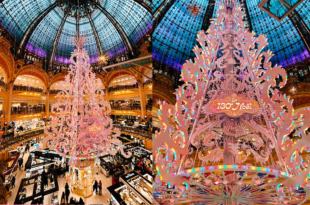 Así se ve el árbol de navidad de las galerías Lafayette en este 2024